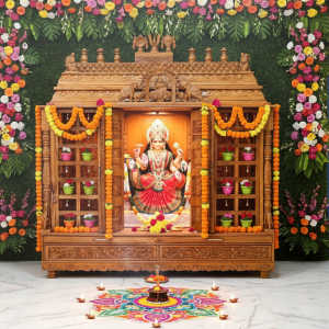 Custom-Made Wooden Mandir for Goddess Worship