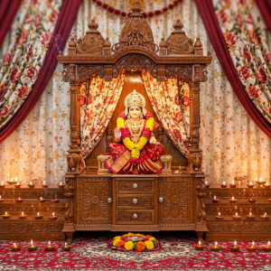 Wooden Home Mandir Design with Elegant Look