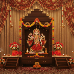 Wooden Mata Mandir Design for Daily Puja