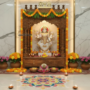Latest Wooden Mata Mandir Design For Home 2026
