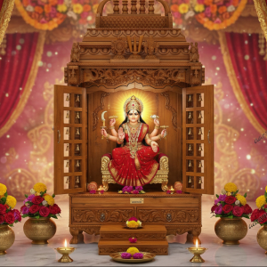 Premium Wooden Home Temple Design for Mata Mandir