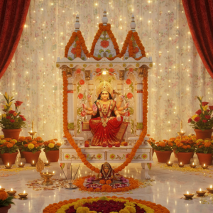 Customized Wooden Mata Mandir for Modern Homes