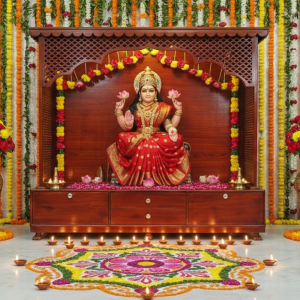 Classic Wooden Temple Design for Home Pooja Room